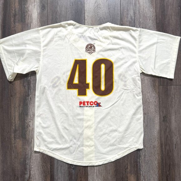 San Diego Padres 40th Anniversary 2009 Pet Co Sga Button Down Cream Jersey XL - Picture 2 of 14